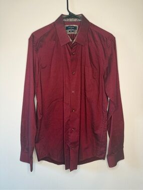 Peter England Men's Long-Sleeve Dress Shirt - Deep Wine